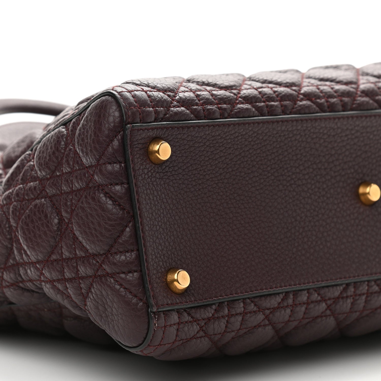 Christian Dior Grained Calfskin Cannage Large Lady Dior Burgundy 7 of 8