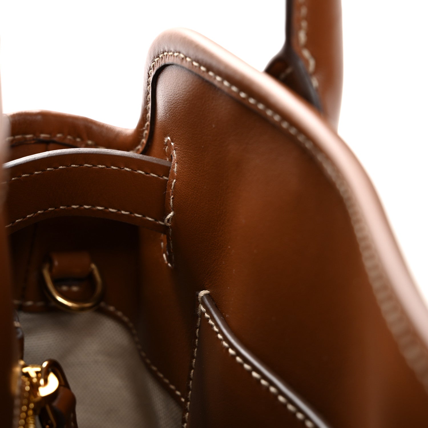 Miu Miu Canvas Calfskin Aventure Bag Beige Brandy 10 of 11