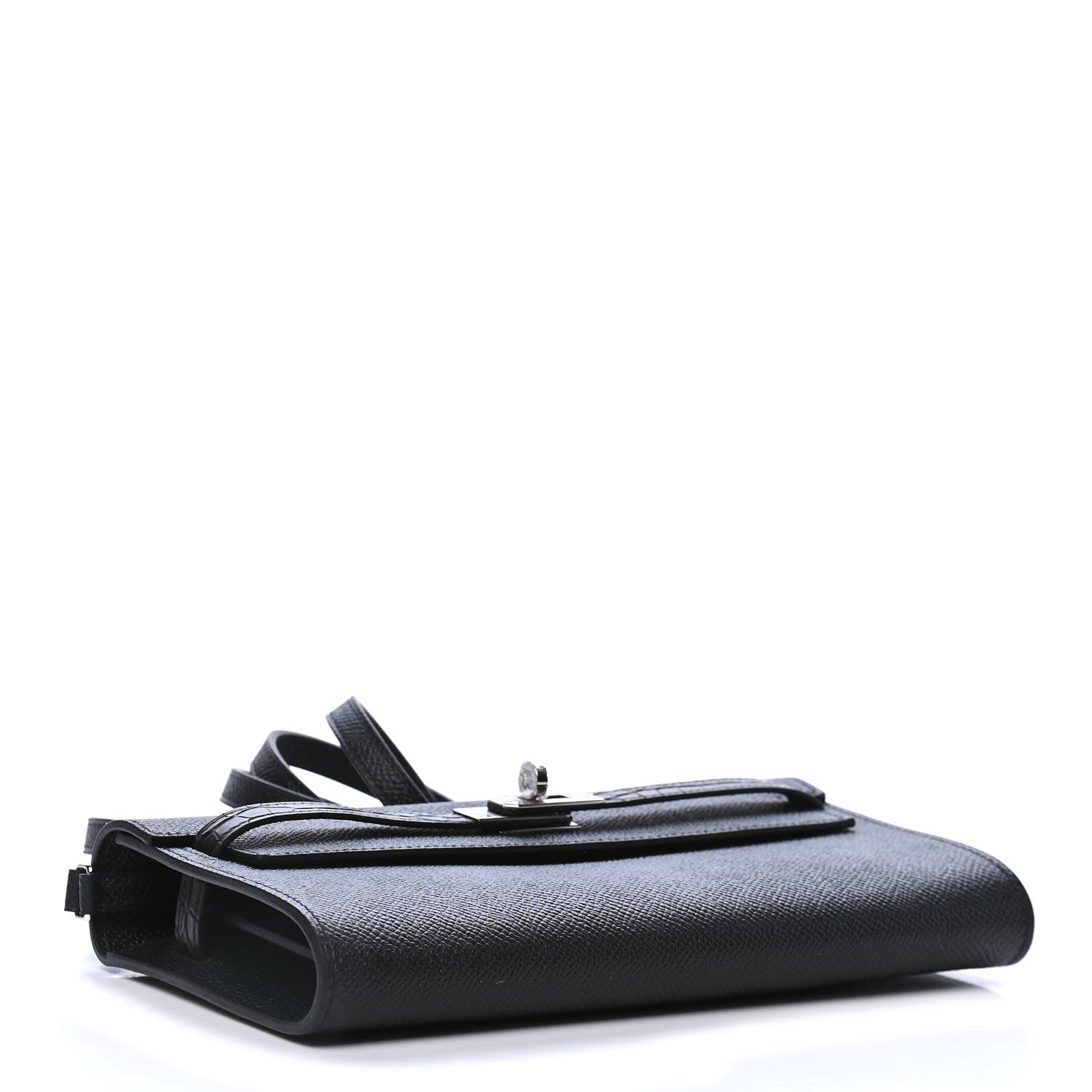 Hermes Epsom Matte Alligator Touch Kelly Wallet To Go Black 3 of 4