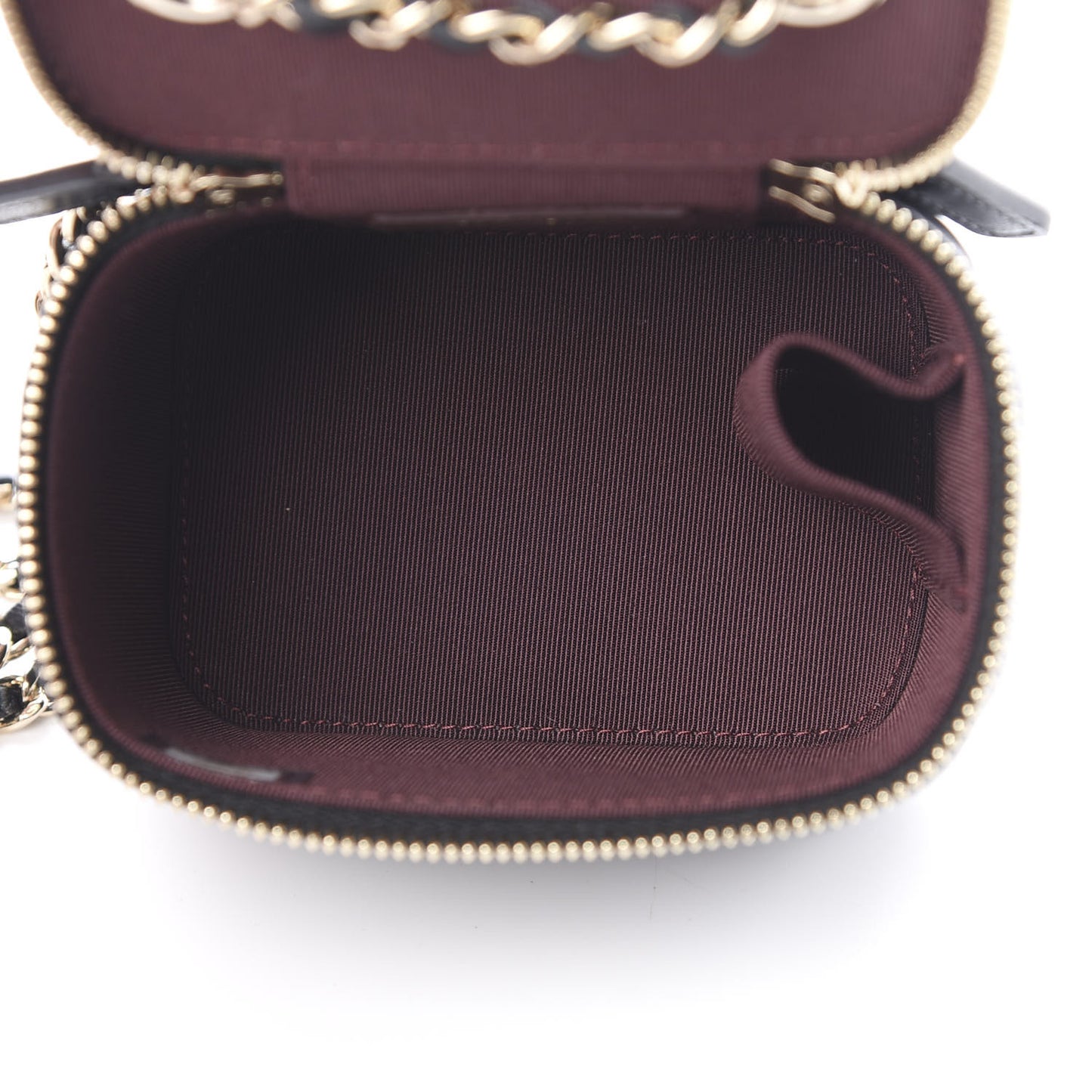 Lambskin Quilted Mini Vanity Case With Chain Black