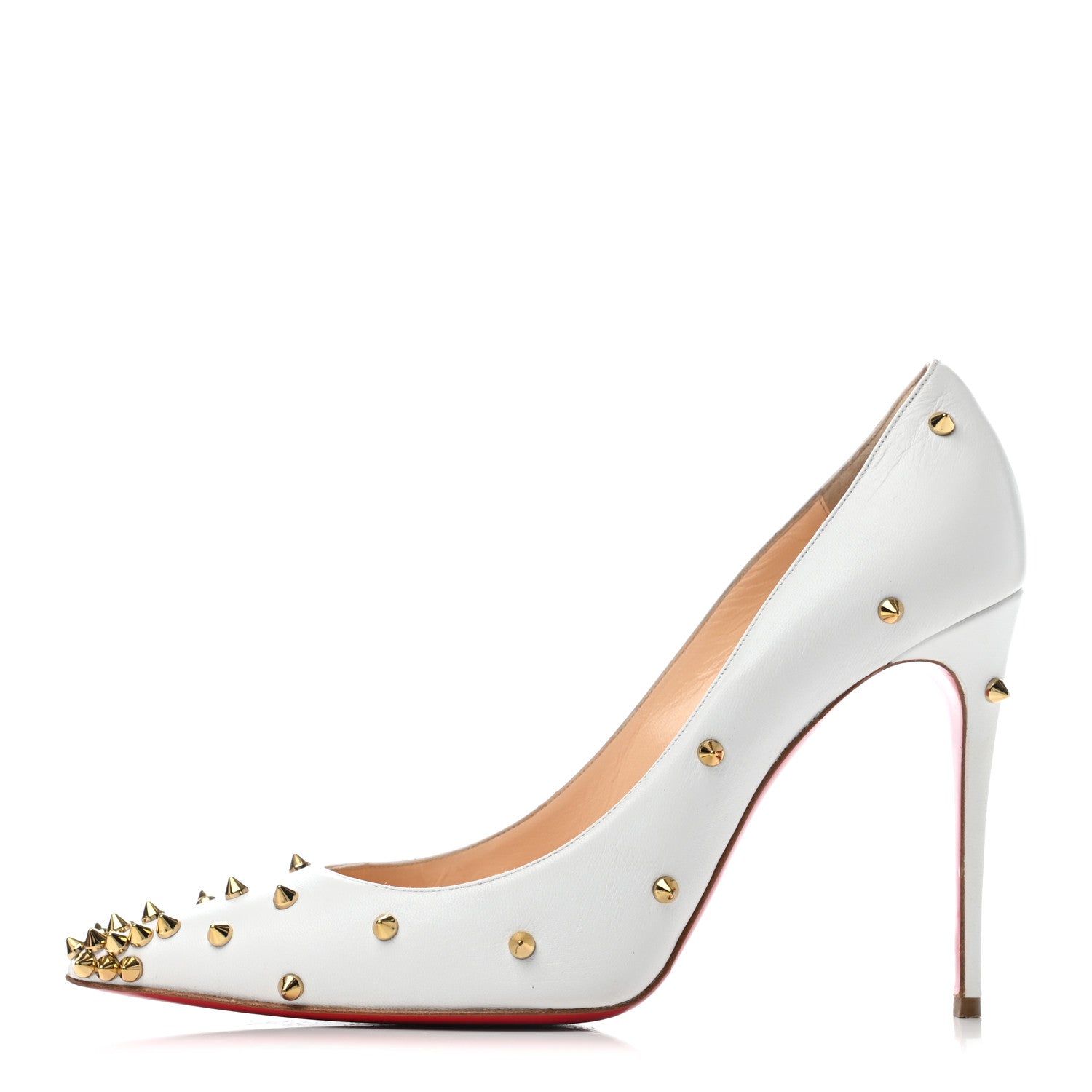 Christian Louboutin Kid Degraspike 100 Pumps 39.5 White Ivory Pop Corn 1 of 6