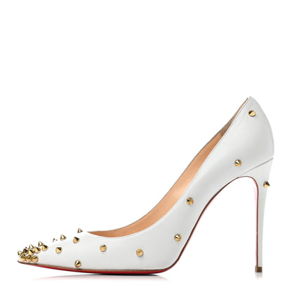 Christian Louboutin Kid Degraspike 100 Pumps 39.5 White Ivory Pop Corn 1 of 6