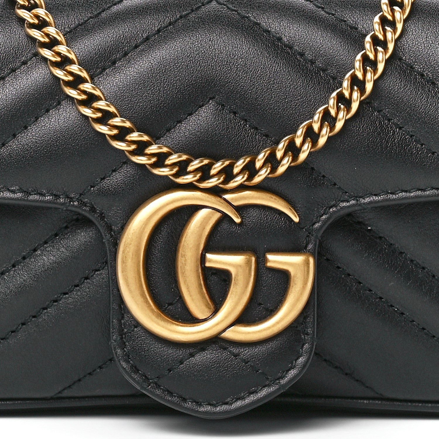 Gucci Calfskin Matelasse Super Mini GG Marmont Shoulder Bag Black 8 of 11