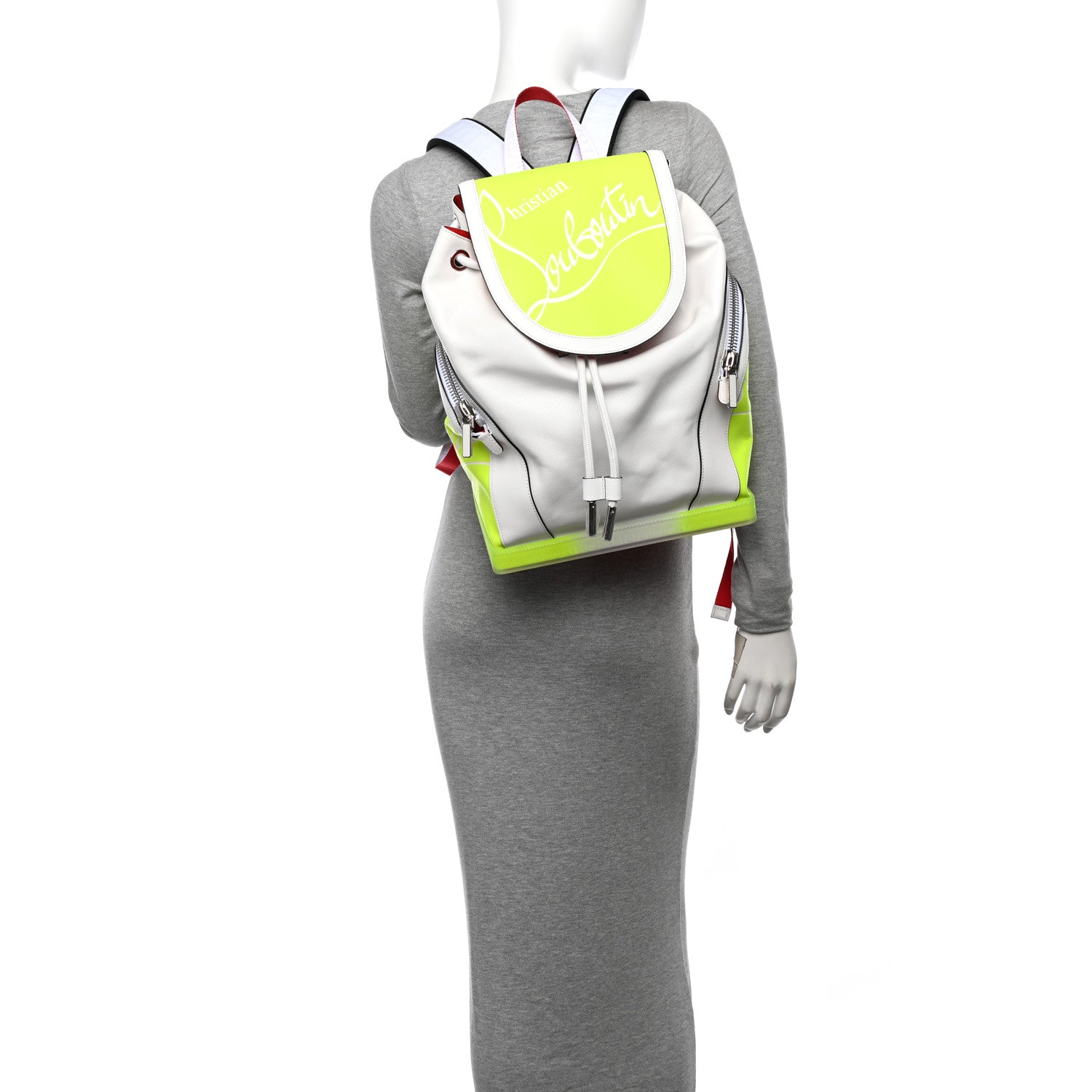 Christian Louboutin Calfskin Explorafunk Backpack Bianco Fluo Yellow 2 of 12