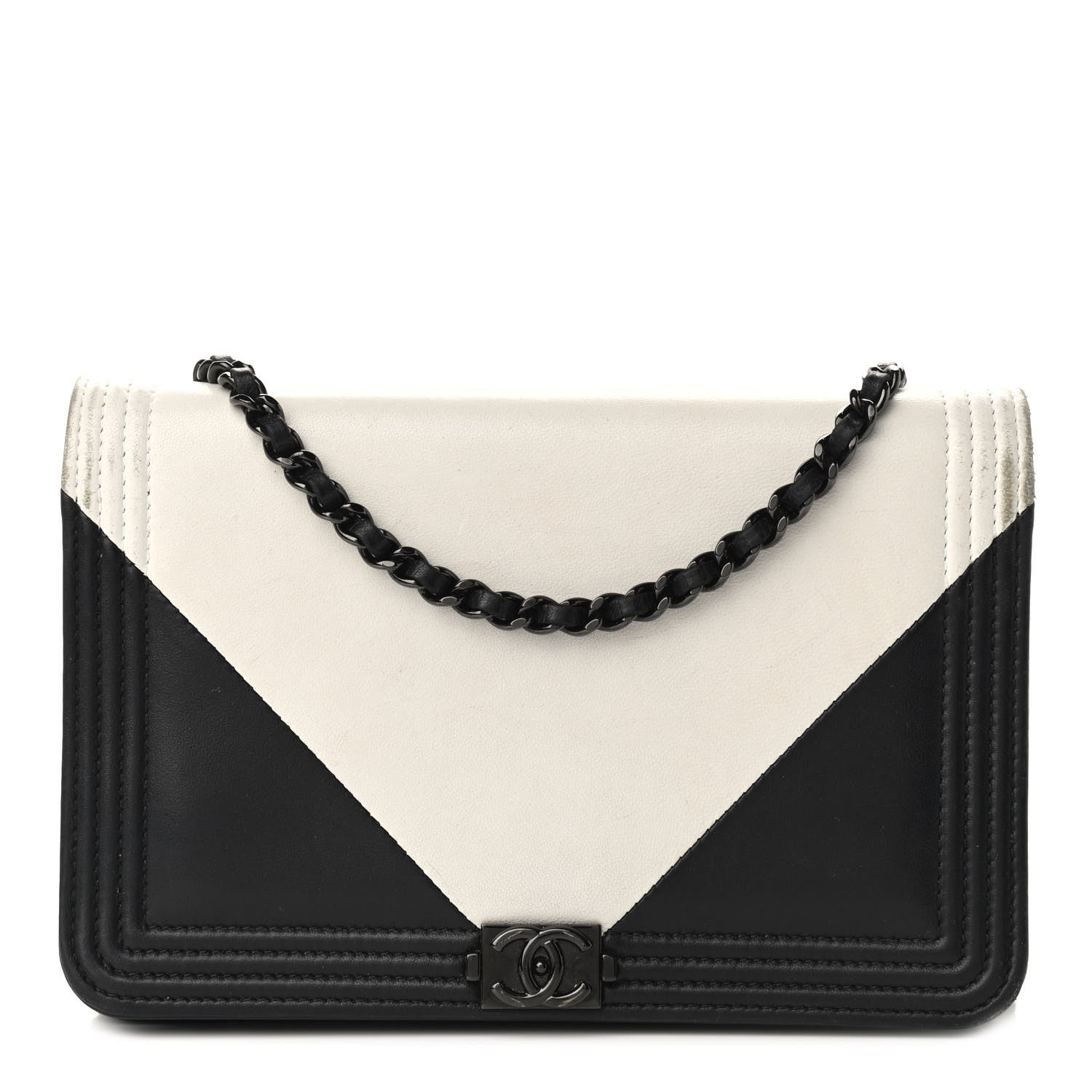 Chanel Lambskin Boy Wallet on Chain WOC So Black 1 of 17