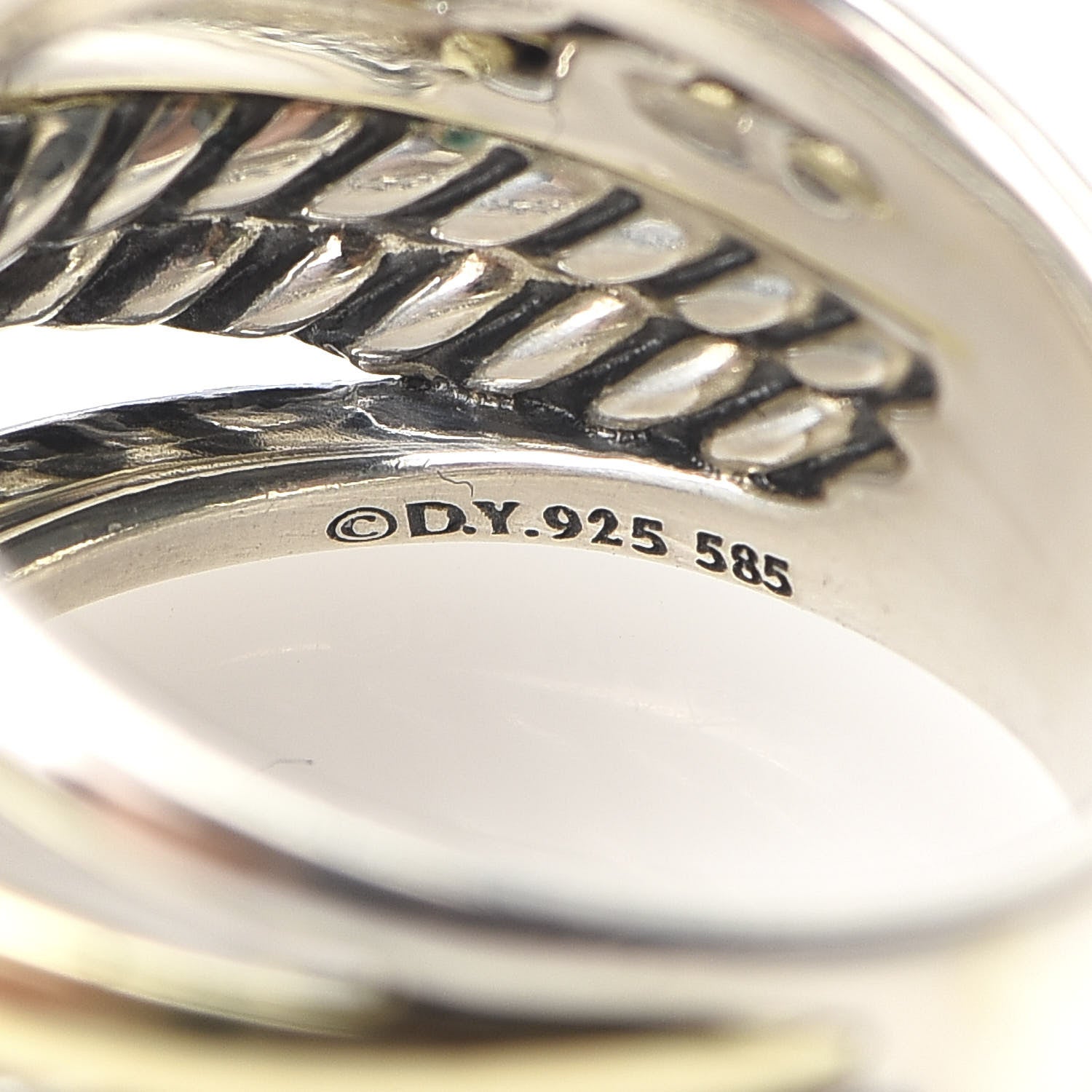 David Yurman Sterling Silver 14K Yellow Gold Wide Crossover Ring 51 5.75 4 of 4