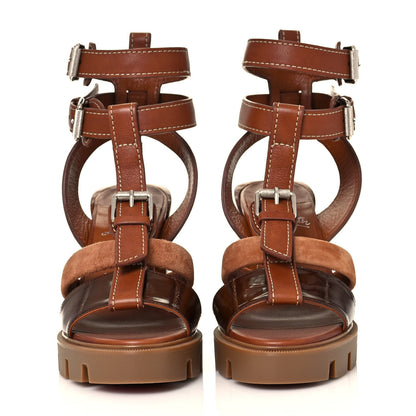 Christian Louboutin Calfskin Rangerissima Lug 100 Sandal 37.5 Cuoio Fauve 2 of 8