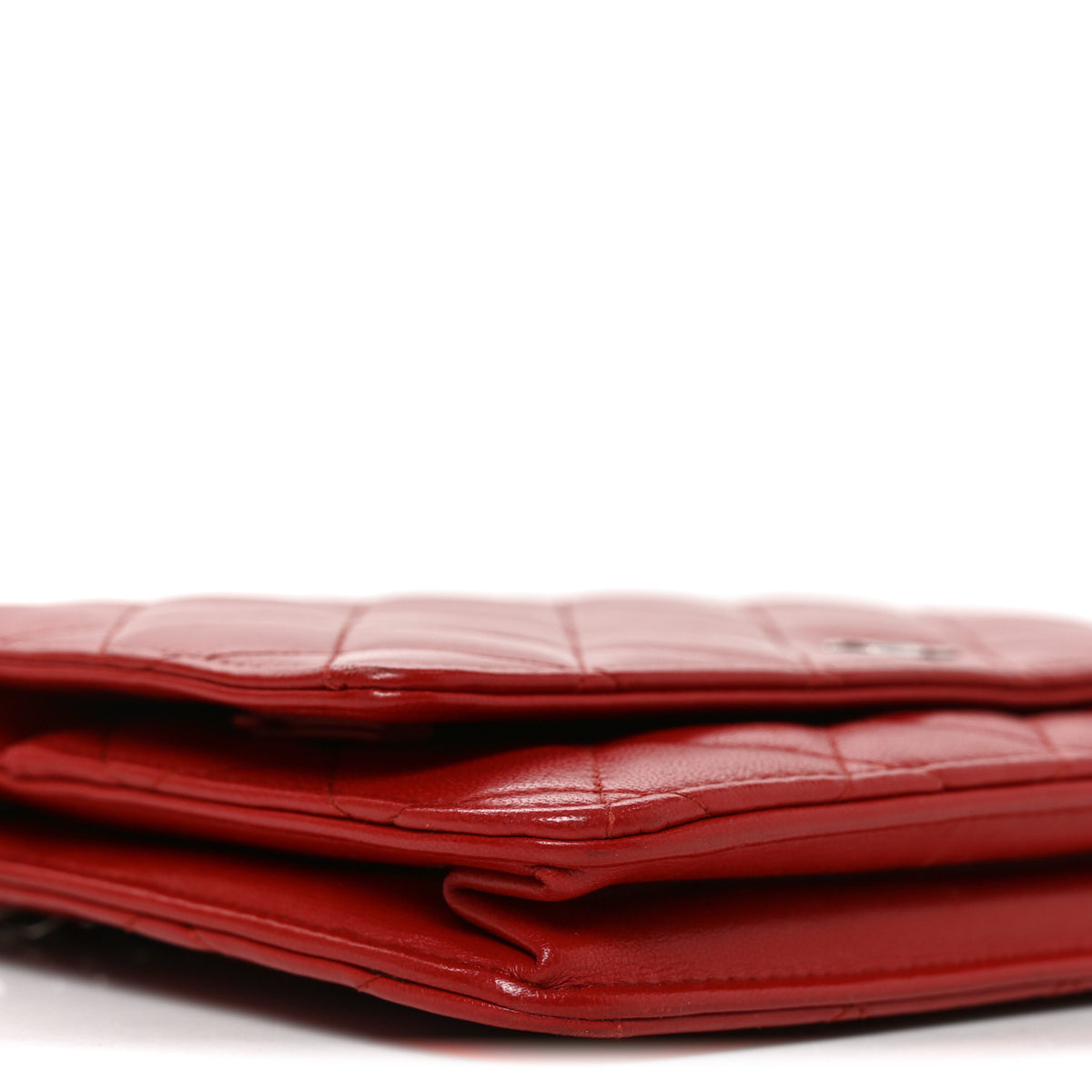 Lambskin Quilted Wallet On Chain WOC Red