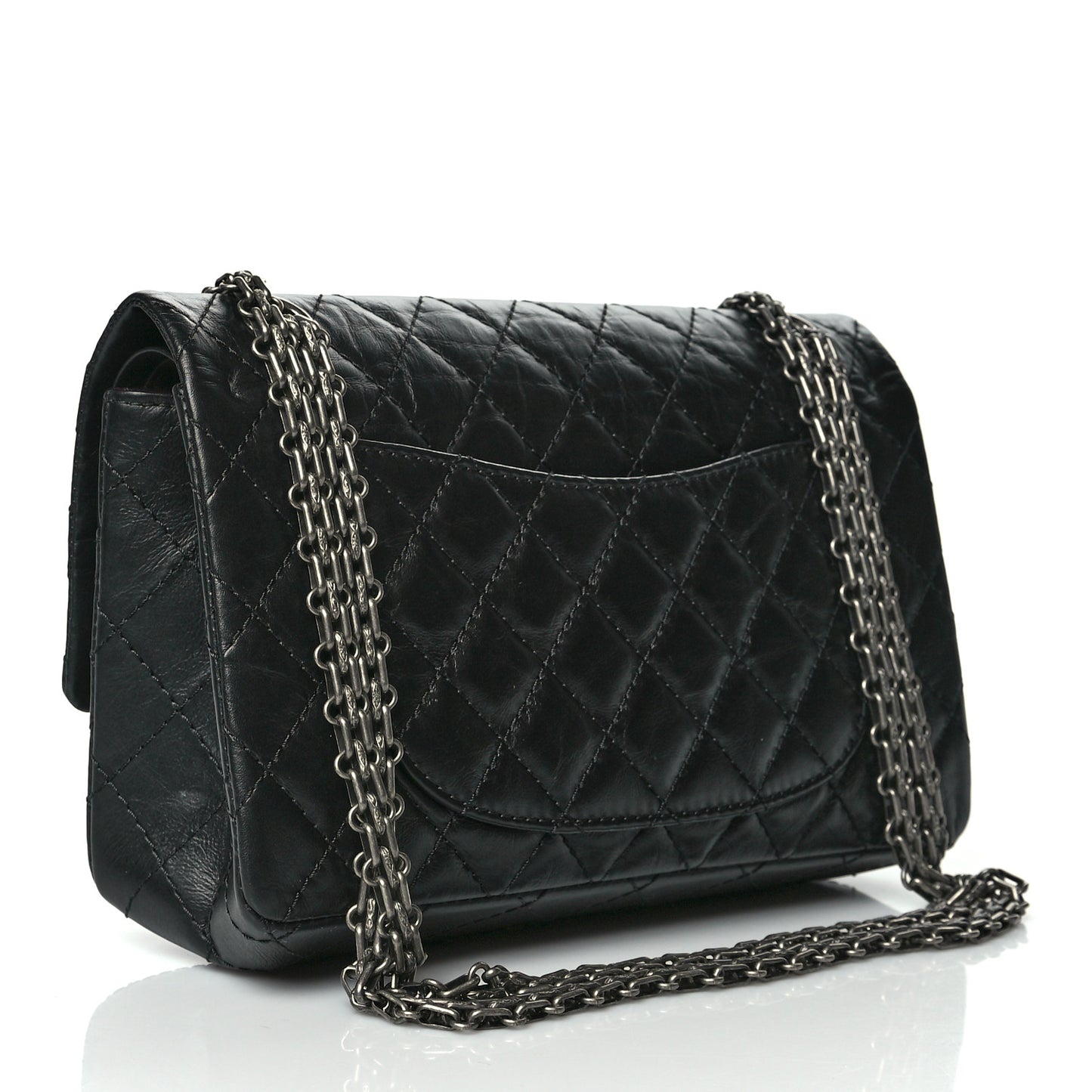 Aged Calfskin Quilted 2.55 Reissue 225 Flap Black