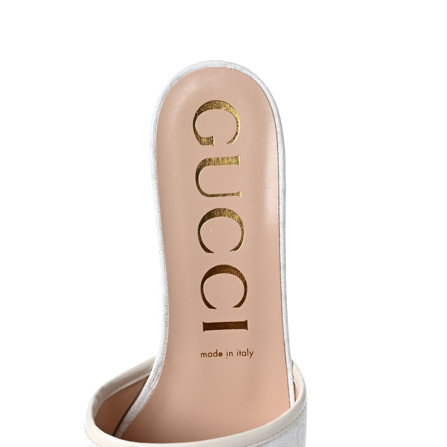 GG Supreme Monogram Malaga Kid Platform Mule Sandals 40 White Mystic White