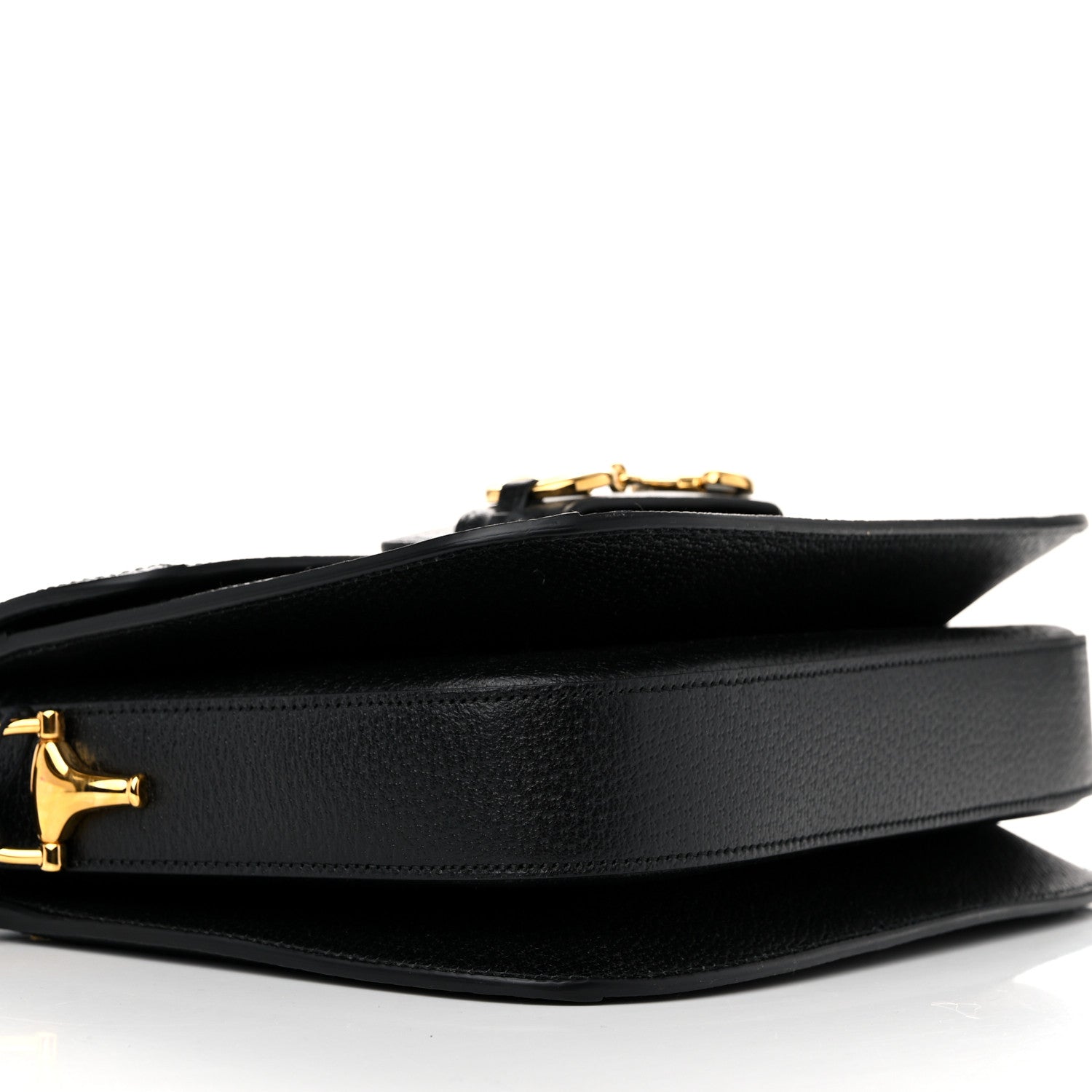 Gucci Jacquard Black Denim GG Monogram Textured Dollar Calfskin Horsebit 1955 Shoulder Bag Black Ivory 9 of 10