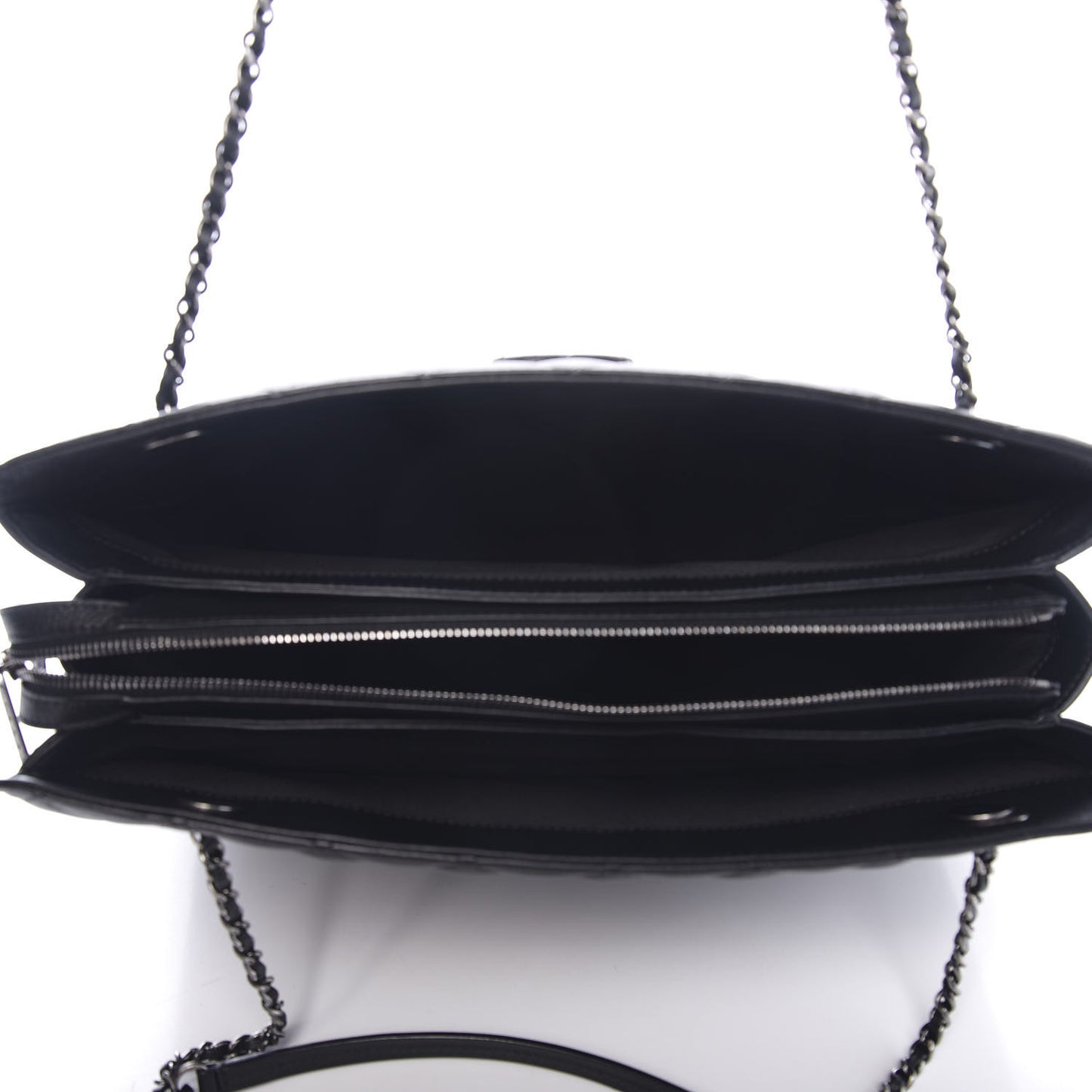 Calfskin Quilted Frame In Chain Tote Black