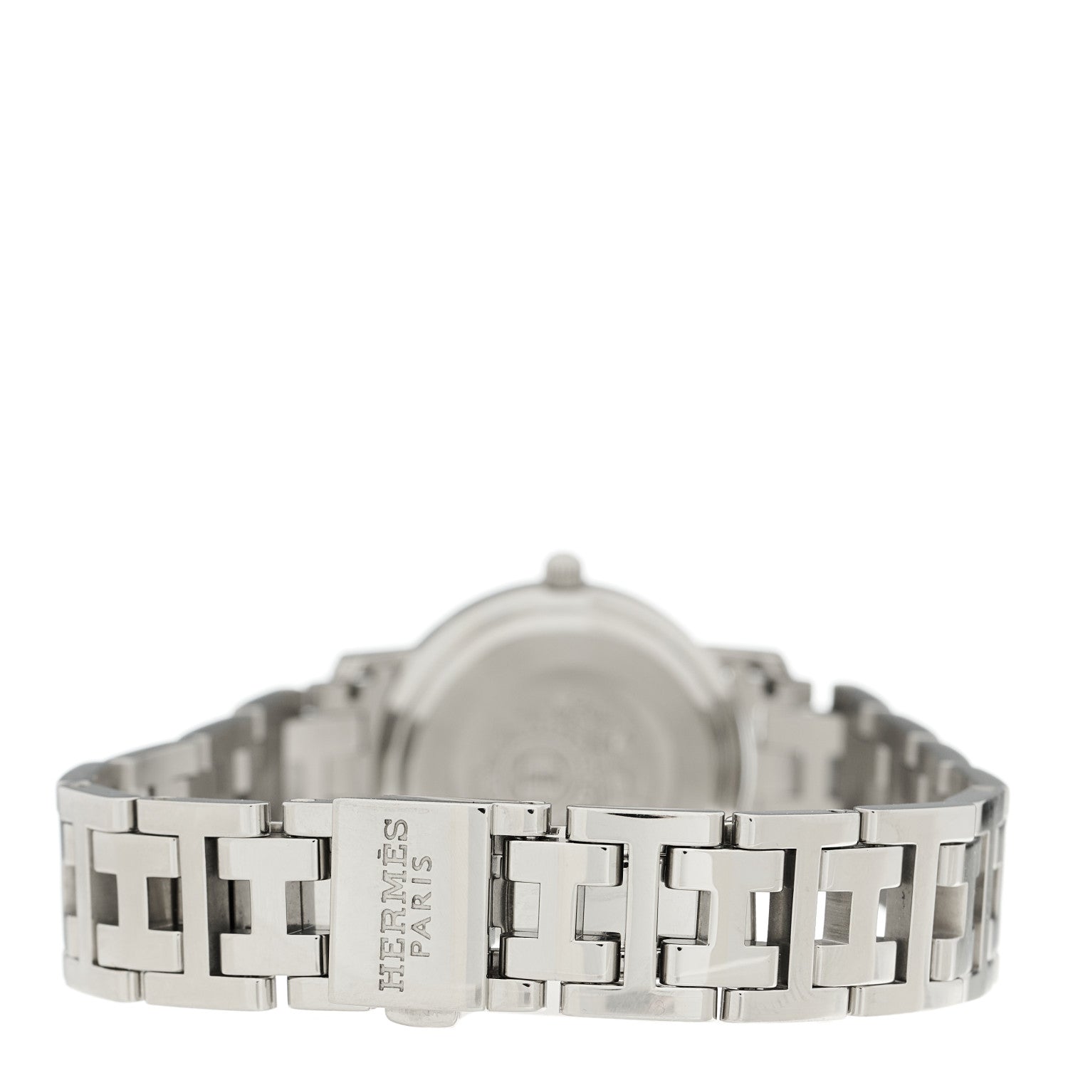 Hermes Stainless Steel Pink Sapphire Mother of Pearl 24mm Clipper Nacre Quartz Watch 3 of 4