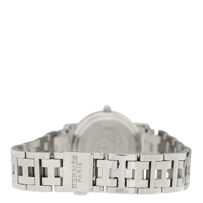 Hermes Stainless Steel Pink Sapphire Mother of Pearl 24mm Clipper Nacre Quartz Watch 3 of 4