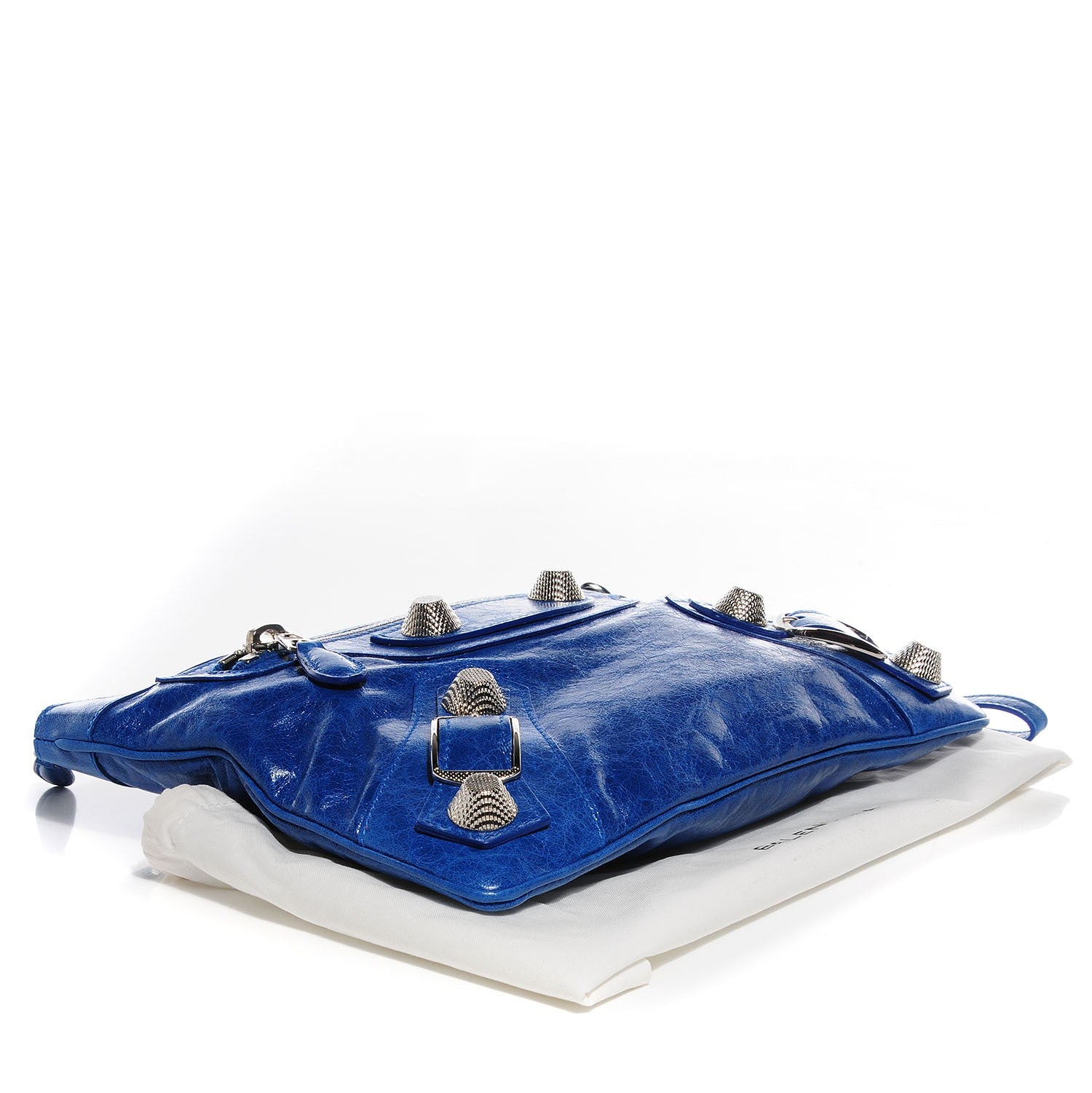 Balenciaga Agneau Giant 21 Silver Hardware Flat Handle Clutch Electric Bleu 7 of 12