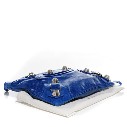Balenciaga Agneau Giant 21 Silver Hardware Flat Handle Clutch Electric Bleu 7 of 12