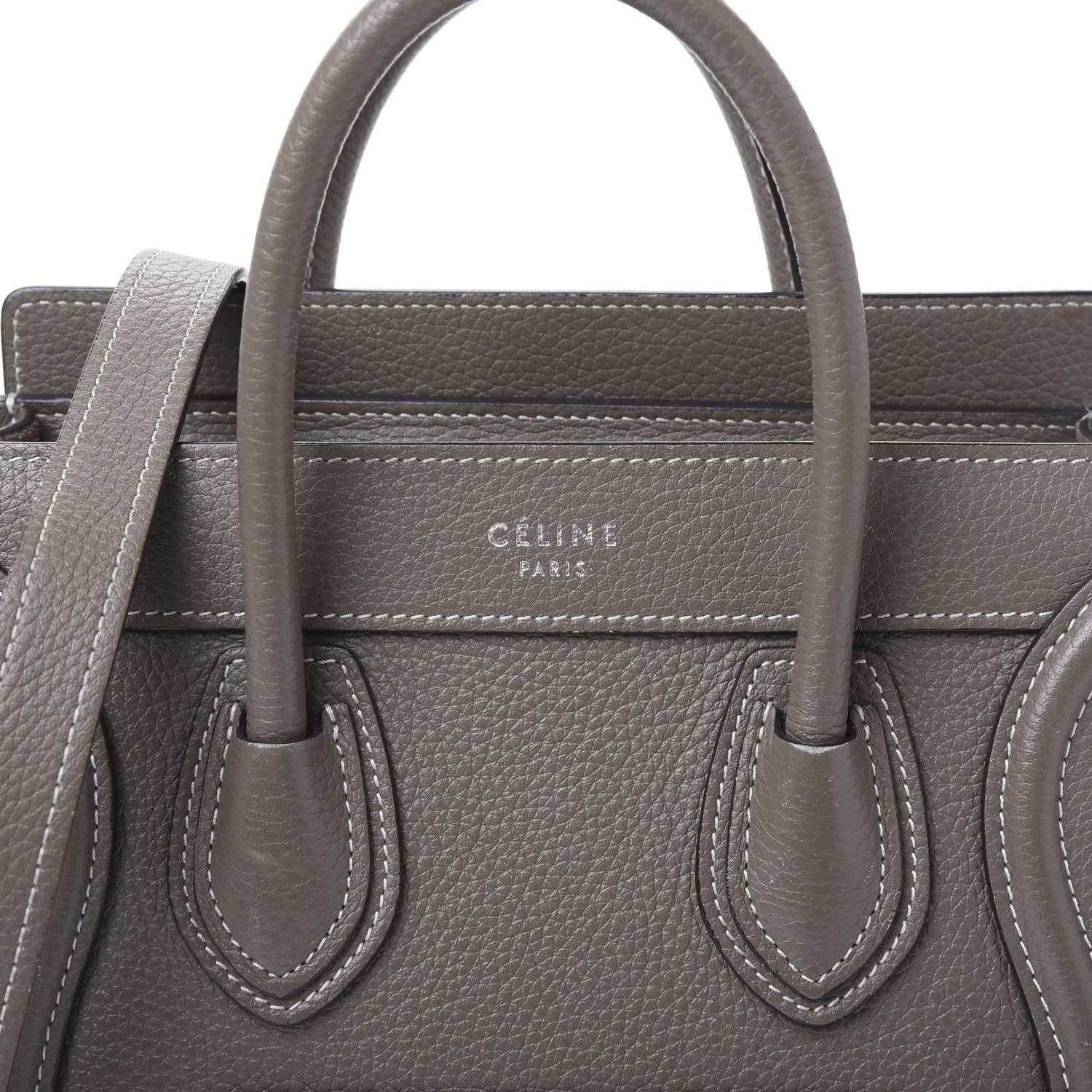 Celine Drummed Calfskin Nano Luggage Souris 11 of 13