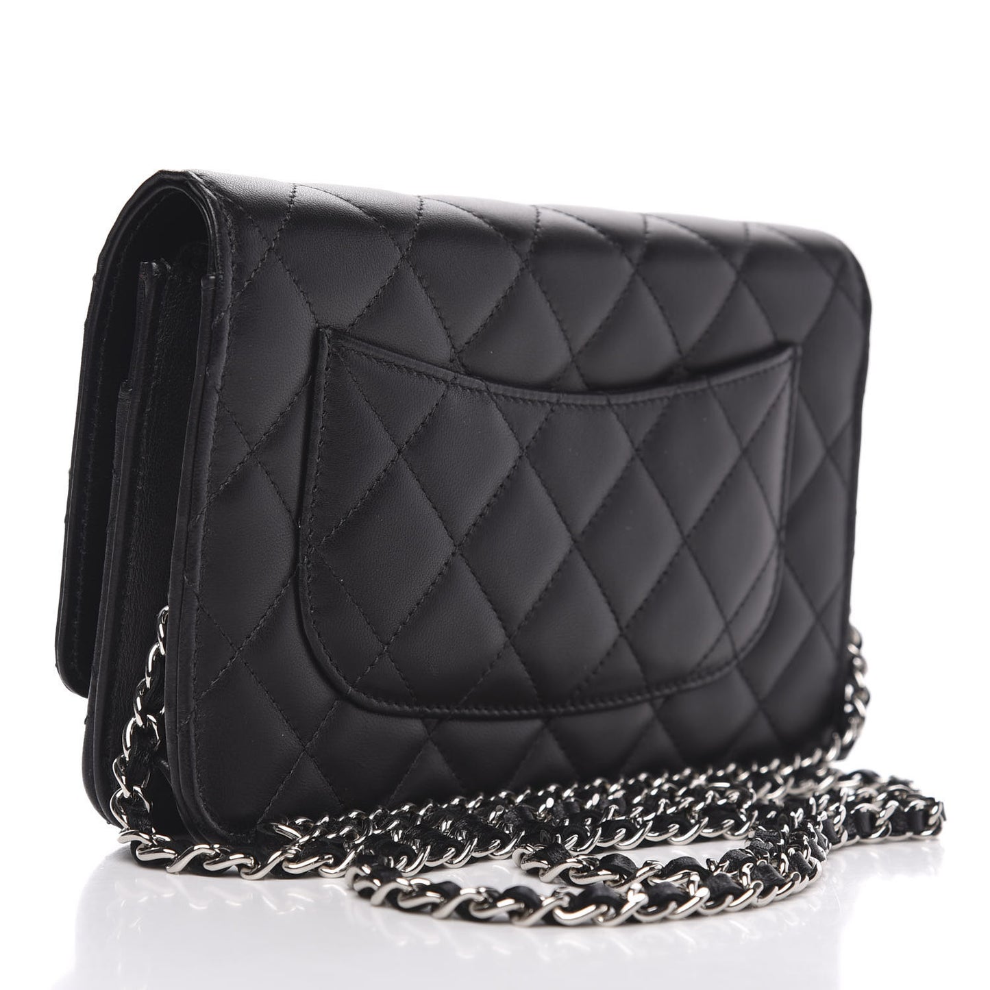 Lambskin Quilted Wallet On Chain WOC Black
