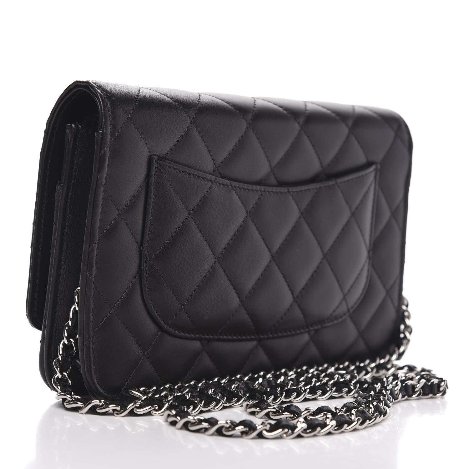 Chanel Lambskin Quilted Wallet On Chain WOC Black 3 of 11