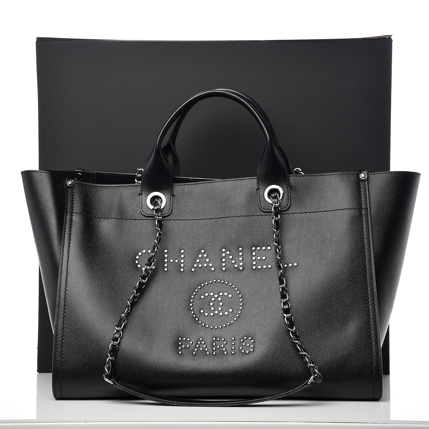 Chanel Caviar Large Studded Deauville Tote Black 10 of 10