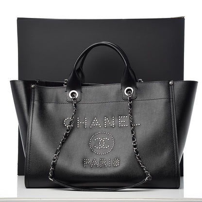 Chanel Caviar Large Studded Deauville Tote Black 10 of 10