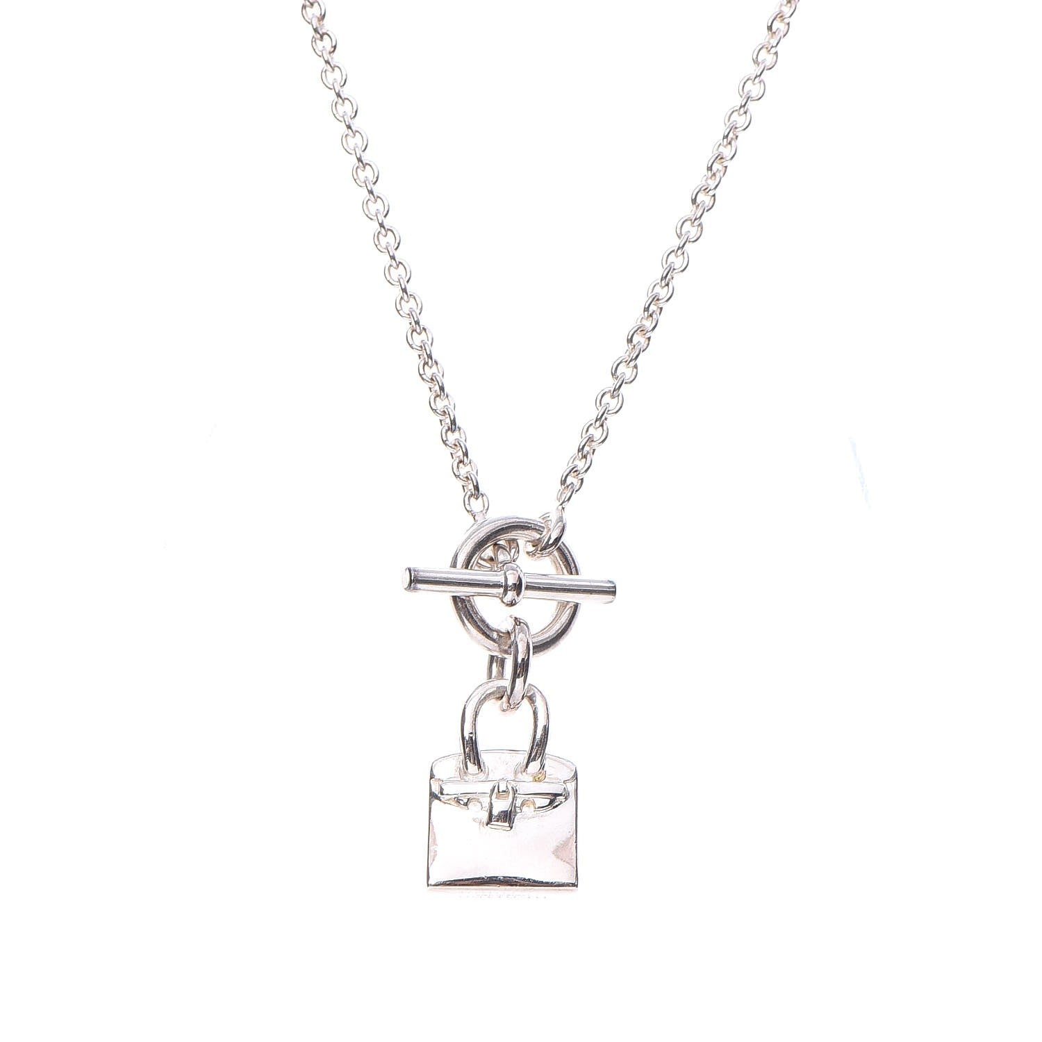 Hermes Sterling Silver Birkin Amulette Pendant Necklace 4 of 6