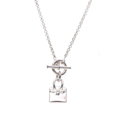 Hermes Sterling Silver Birkin Amulette Pendant Necklace 4 of 6