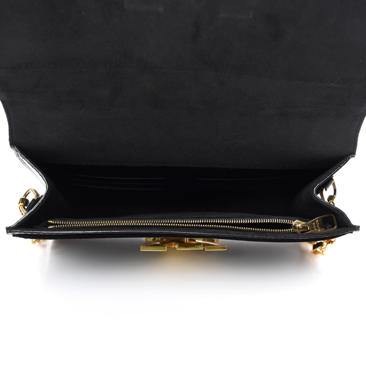 Louis Vuitton Calfskin Chain Louise MM Black 5 of 10