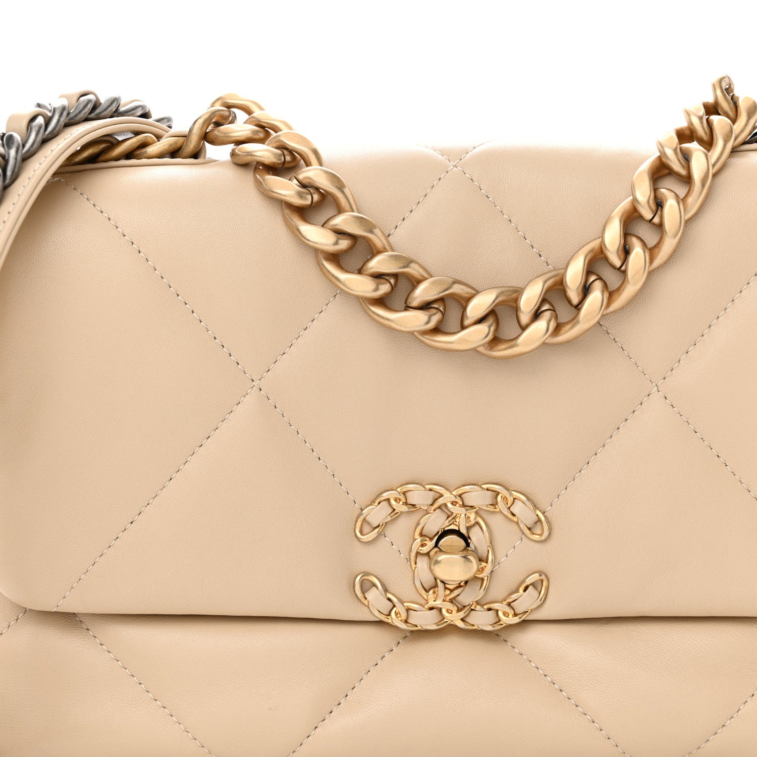 Chanel Lambskin Quilted Medium Chanel 19 Flap Light Beige 9 of 11