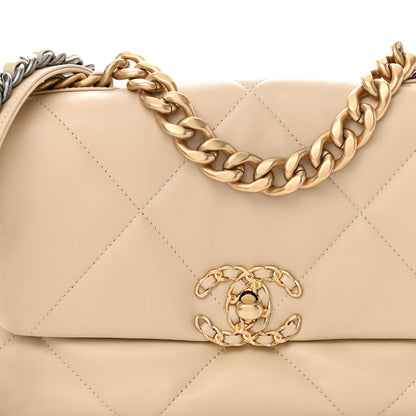Chanel Lambskin Quilted Medium Chanel 19 Flap Light Beige 9 of 11