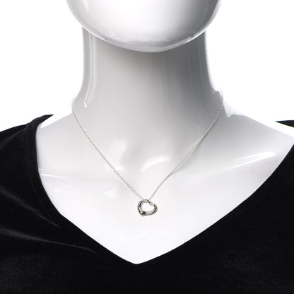 Tiffany Sterling Silver 16mm Elsa Peretti Open Heart Pendant Necklace 2 of 6