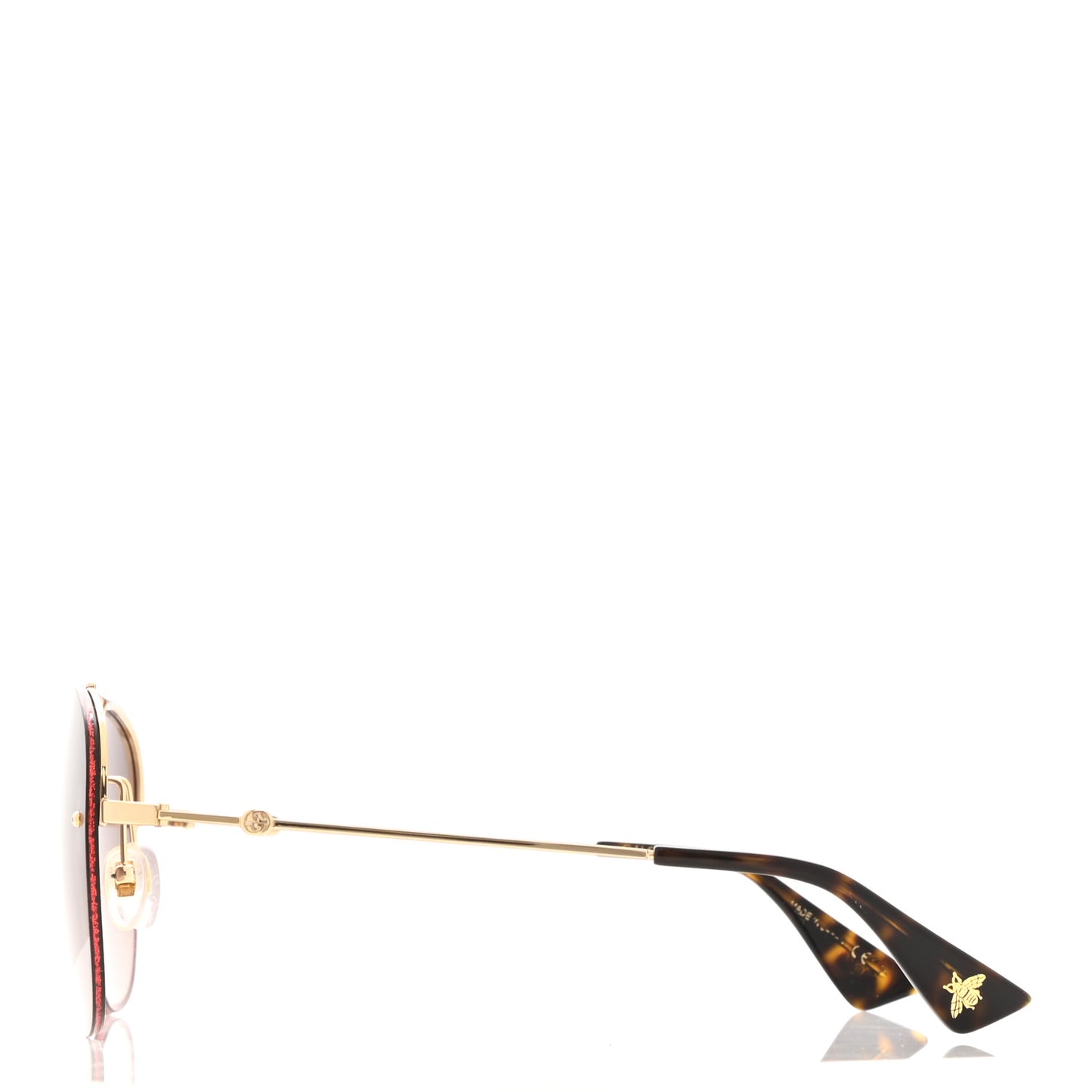 Metal Glitter Aviator Sunglasses G0227S Red Gold
