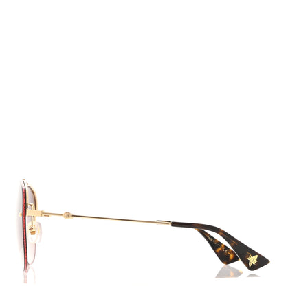 Gucci Metal Glitter Aviator Sunglasses G0227S Red Gold 3 of 7