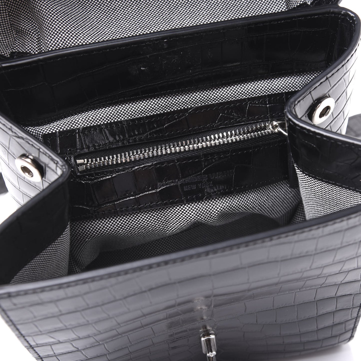 Crocodile Embossed Calfskin Mini Hook Backpack Black