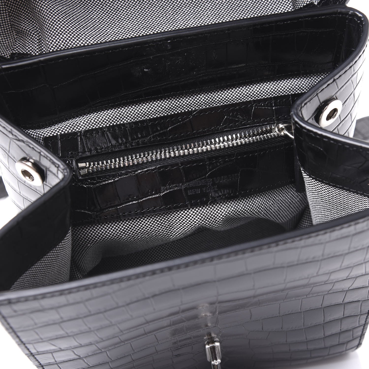 Alexander Wang Crocodile Embossed Calfskin Mini Hook Backpack Black 6 of 9