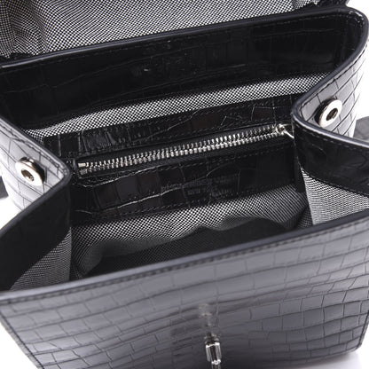 Alexander Wang Crocodile Embossed Calfskin Mini Hook Backpack Black 6 of 9