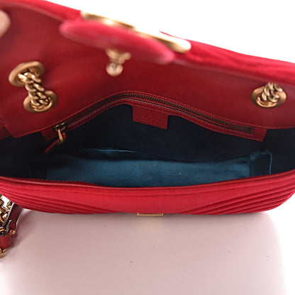 Gucci Velvet Matelasse Small GG Marmont Shoulder Bag Hibiscus Red 5 of 12