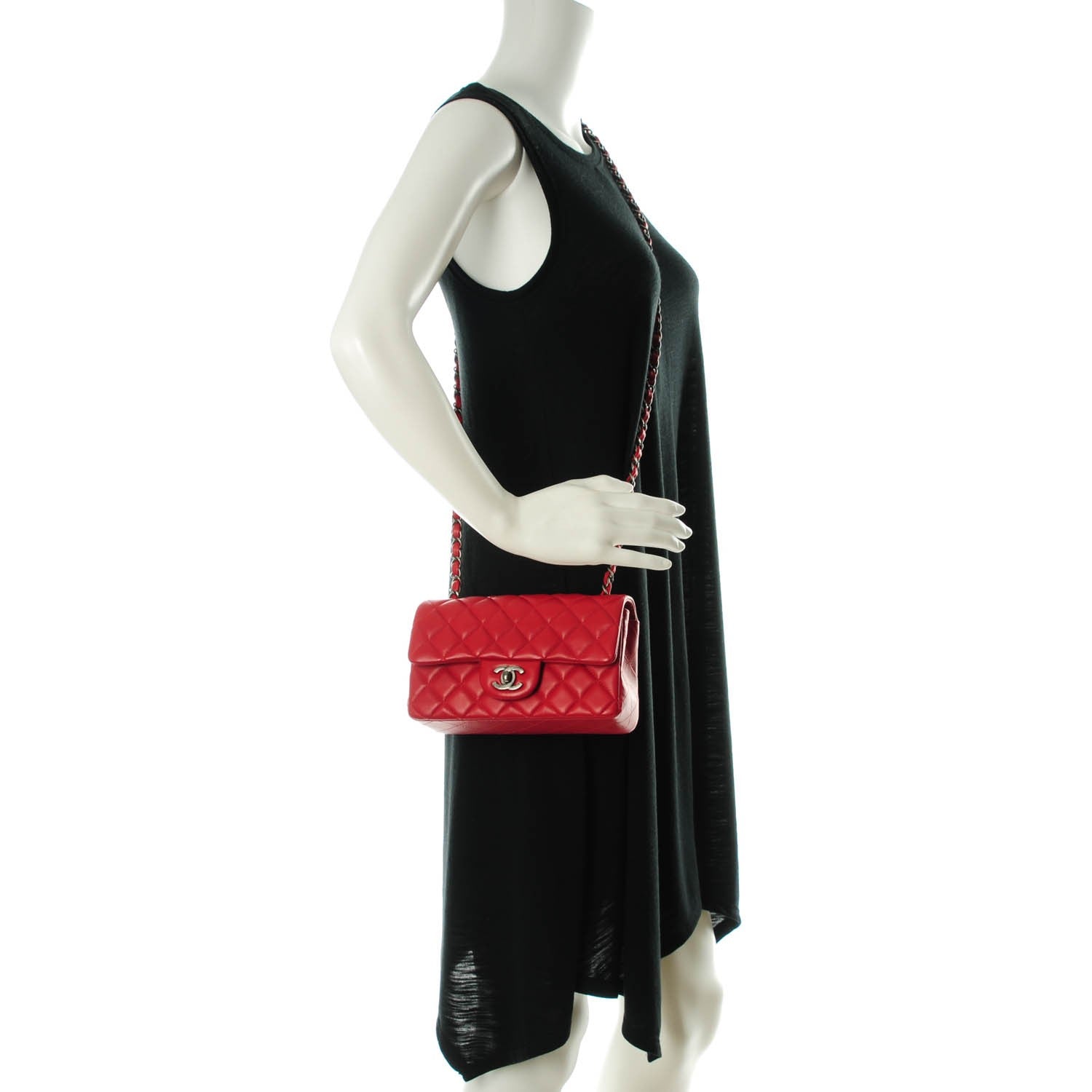 Chanel Lambskin Quilted Mini Rectangular Flap Red 2 of 8