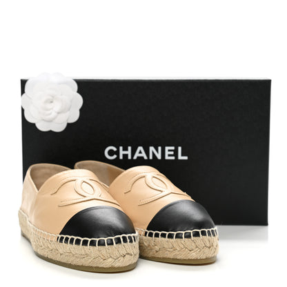 Chanel Lambskin CC Espadrilles 38 Beige Black 9 of 9
