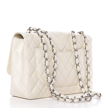 Chanel Caviar Quilted Jumbo Single Flap White 3 of 13