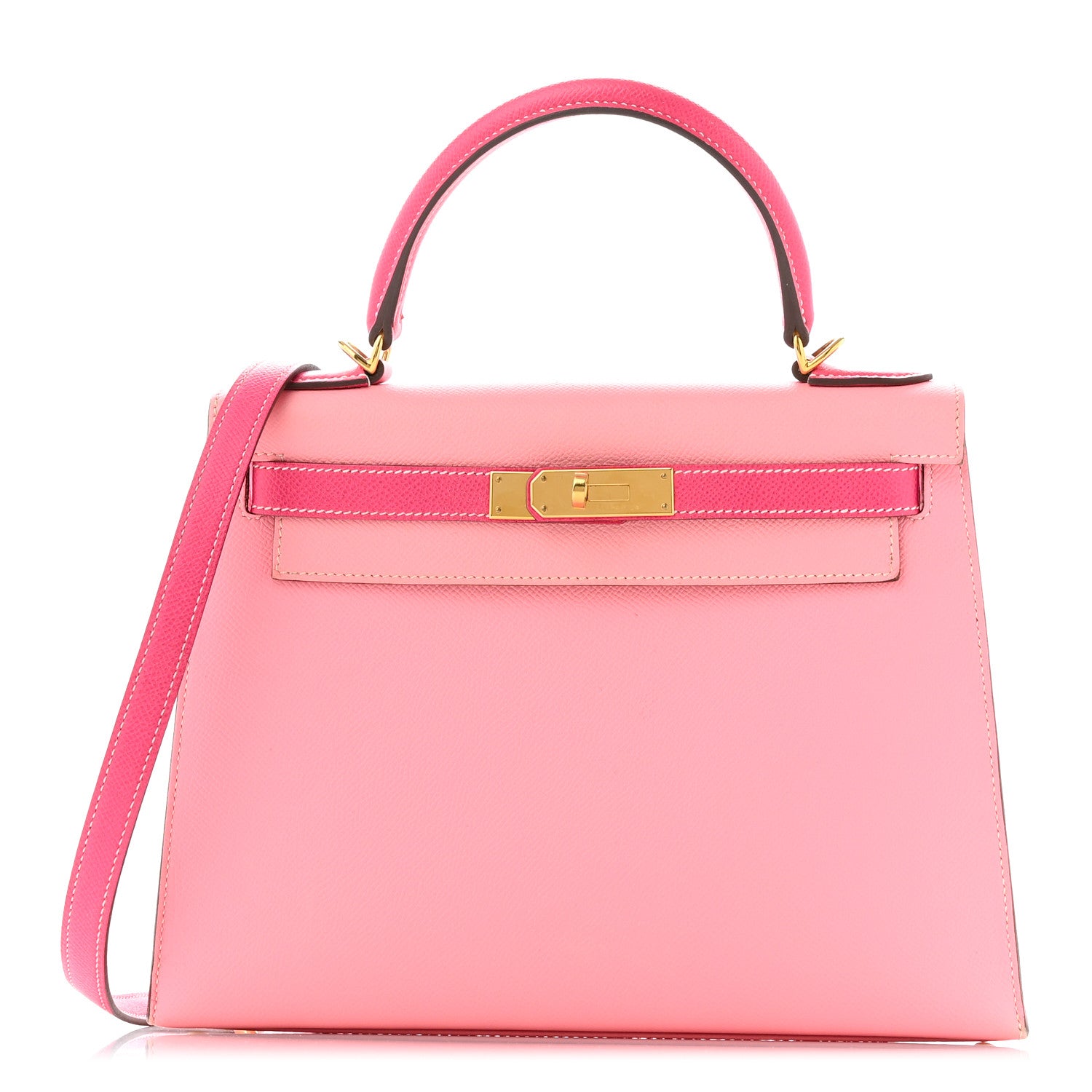 Hermes Epsom Bi-Color Horseshoe Kelly Sellier 28 Rose Confetti Rose Tyrien 1 of 14