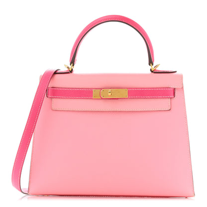 Hermes Epsom Bi-Color Horseshoe Kelly Sellier 28 Rose Confetti Rose Tyrien 1 of 14