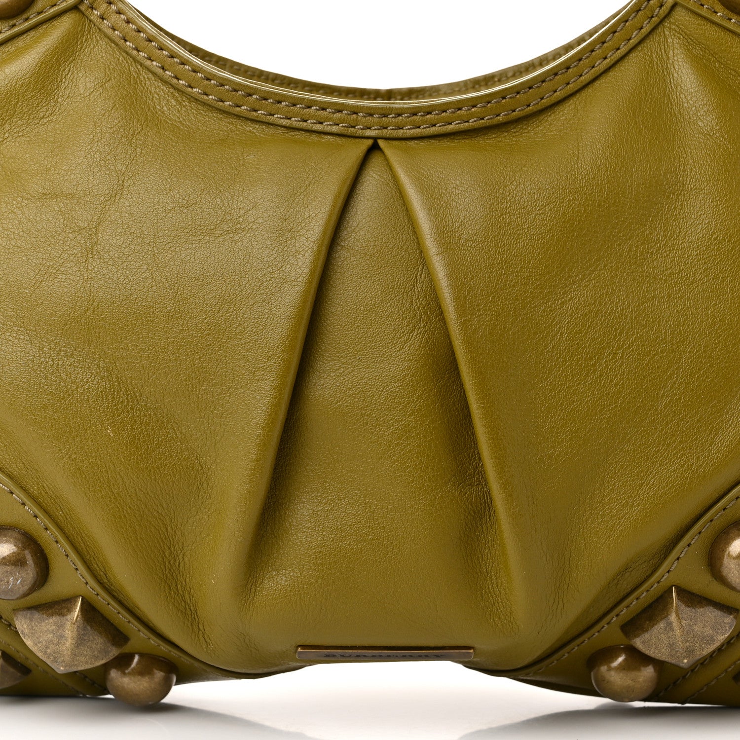Burberry Calfskin Studded Alverton Hobo Green 9 of 16