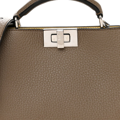 Fendi Cuoio Romano Vitello Cover Glazed Fabric Bi-Color FF 1974 Mini Peekaboo I SEE U Satchel Tartufo Banana Tobacco Moro 7 of 12