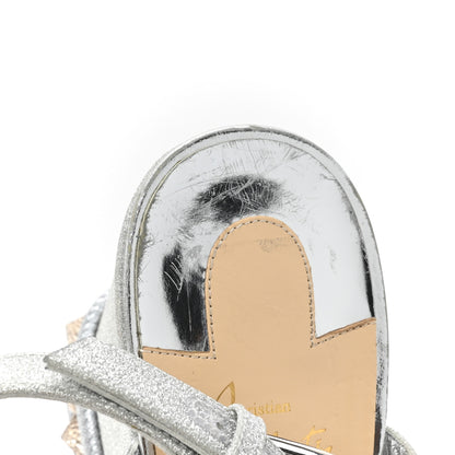Christian Louboutin Glitter Nappa Mica Pyraclou 110 Wedge Sandals 41 Silver 11 of 13