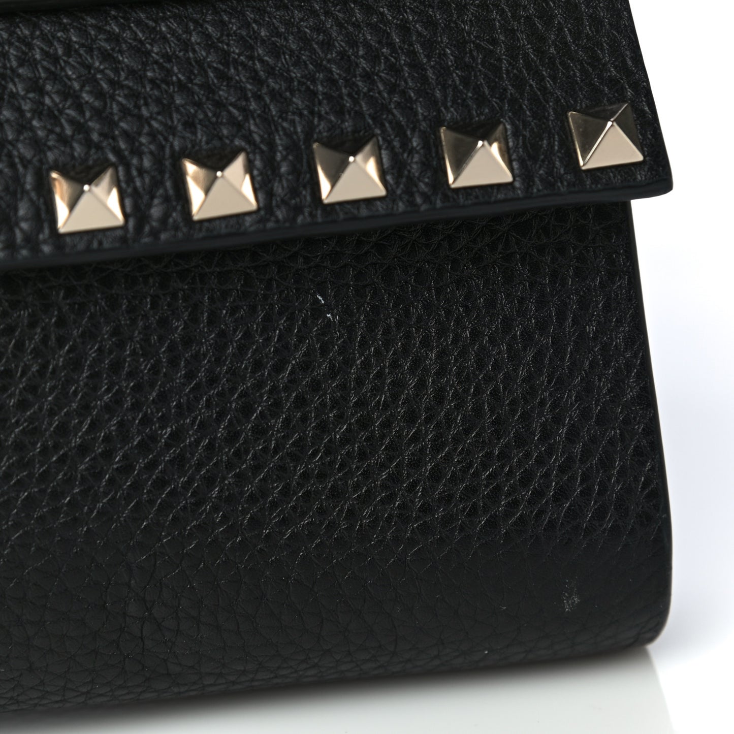 Grainy Calfskin Rockstud Double Flap Crossbody Bag Black