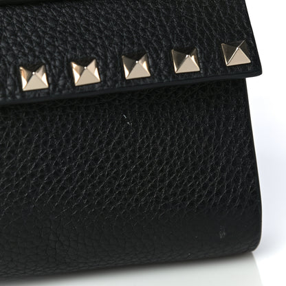 Valentino Garavani Grainy Calfskin Rockstud Double Flap Crossbody Bag Black 15 of 18