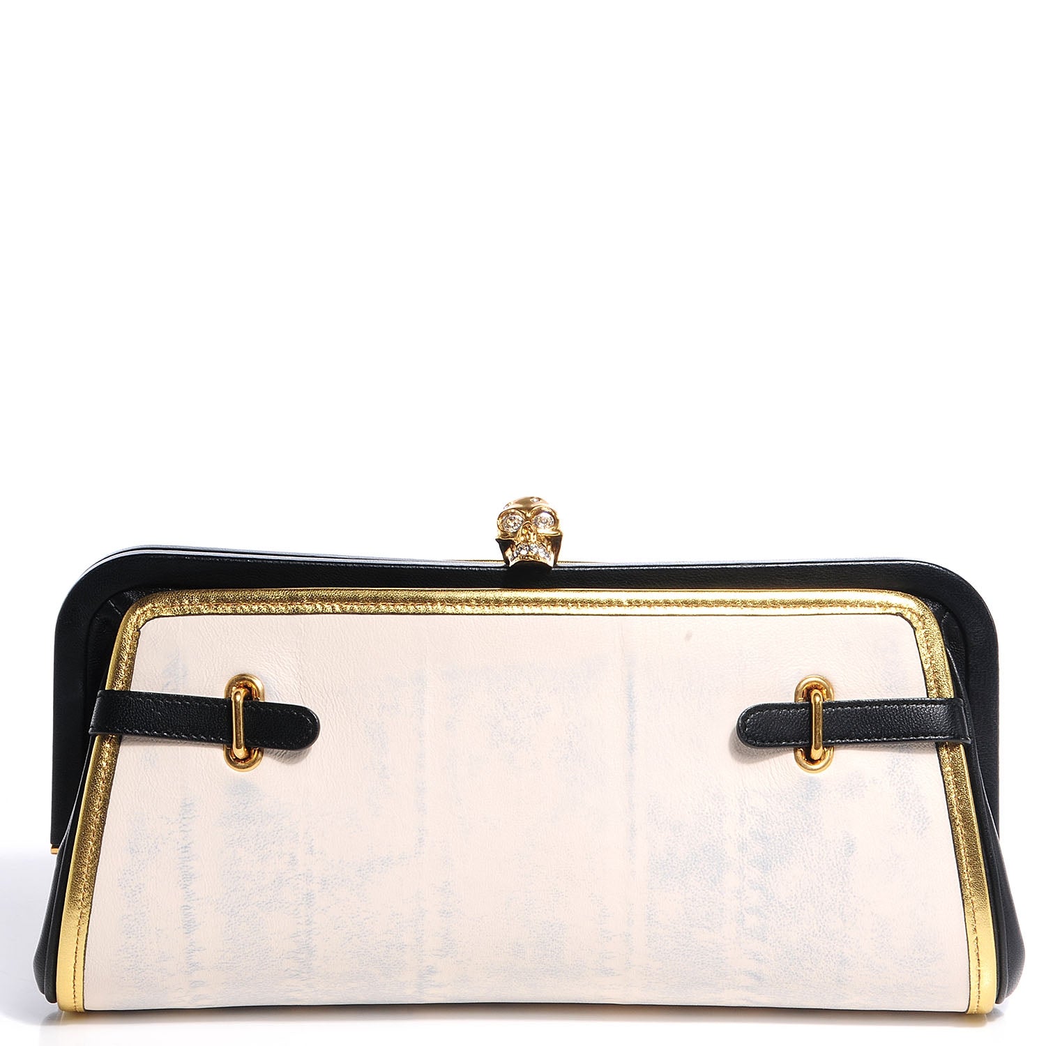 Alexander McQueen Snakeskin Suede Convertible Clutch Black White 9 of 10
