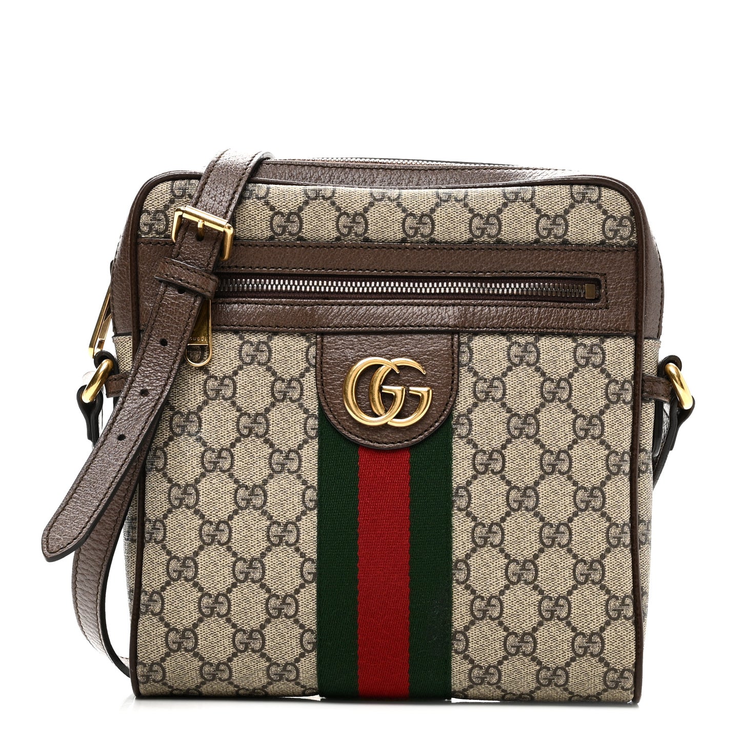GG Supreme Monogram Web Small Ophidia Messenger Bag Brown