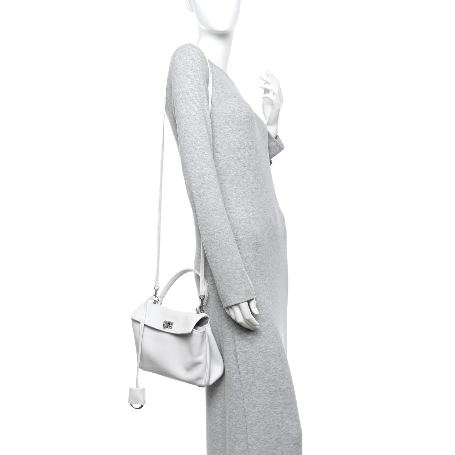 Natural Smooth Calfskin Mini Rodeo Top Handle Handbag Optic White